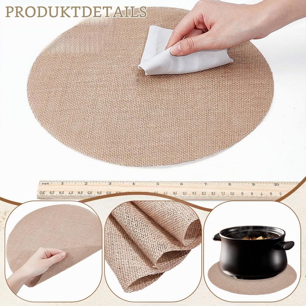 NBEADS 60 Stück Jute Tischsets, 30cm Runde Jute Sackleinen Tischsets Rustikale Tischdekorationen Für Hochzeiten Und Boho Tischdekorationen Essen Anlässe, Bräune