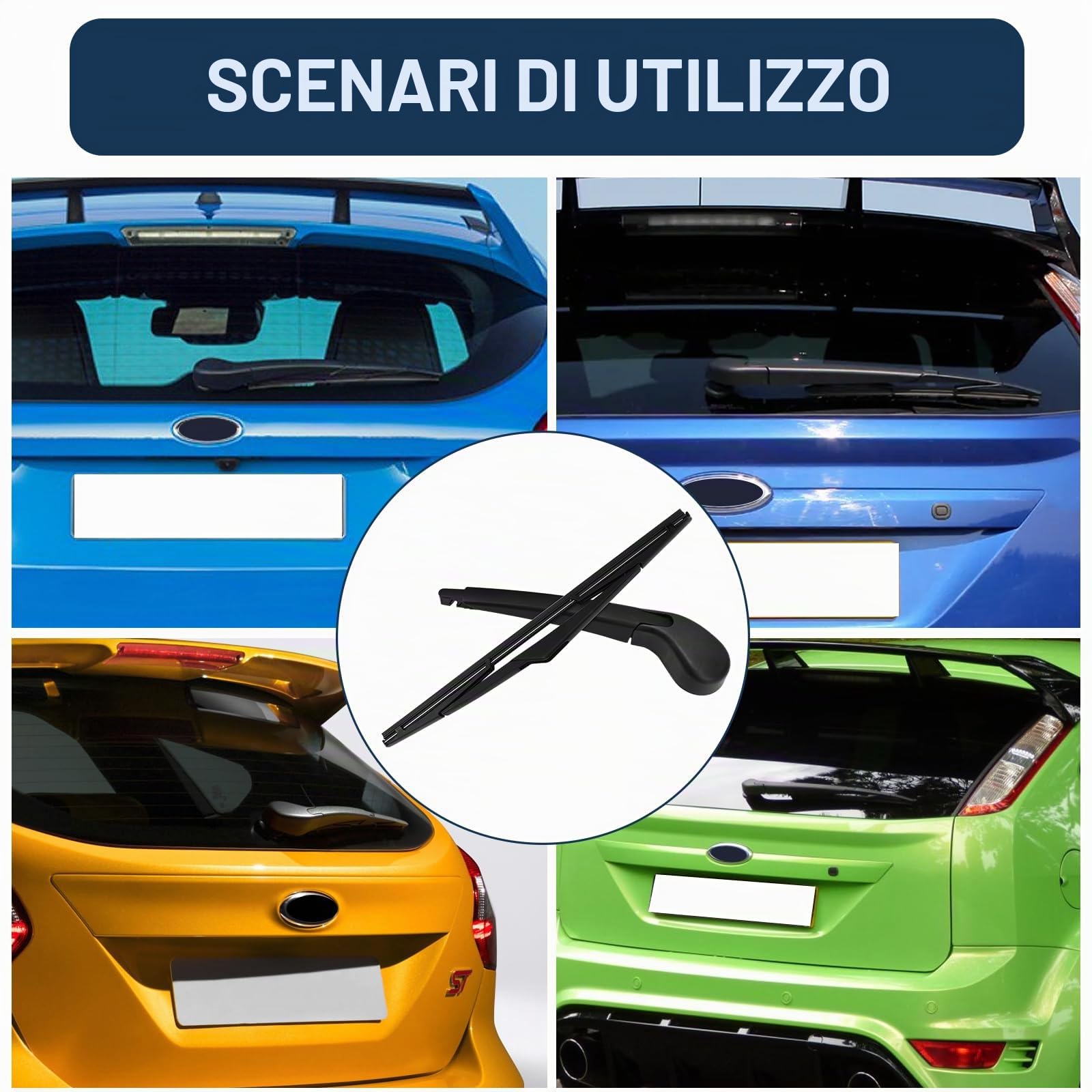 Tergicristallo posteriore, set di spazzole tergicristallo, Braccio tergicristallo posteriore compatibile con Ford Focus MK3 2011-2018/ Focus 2006-2010 (Fits Ford Focus MK3 Hatchback)