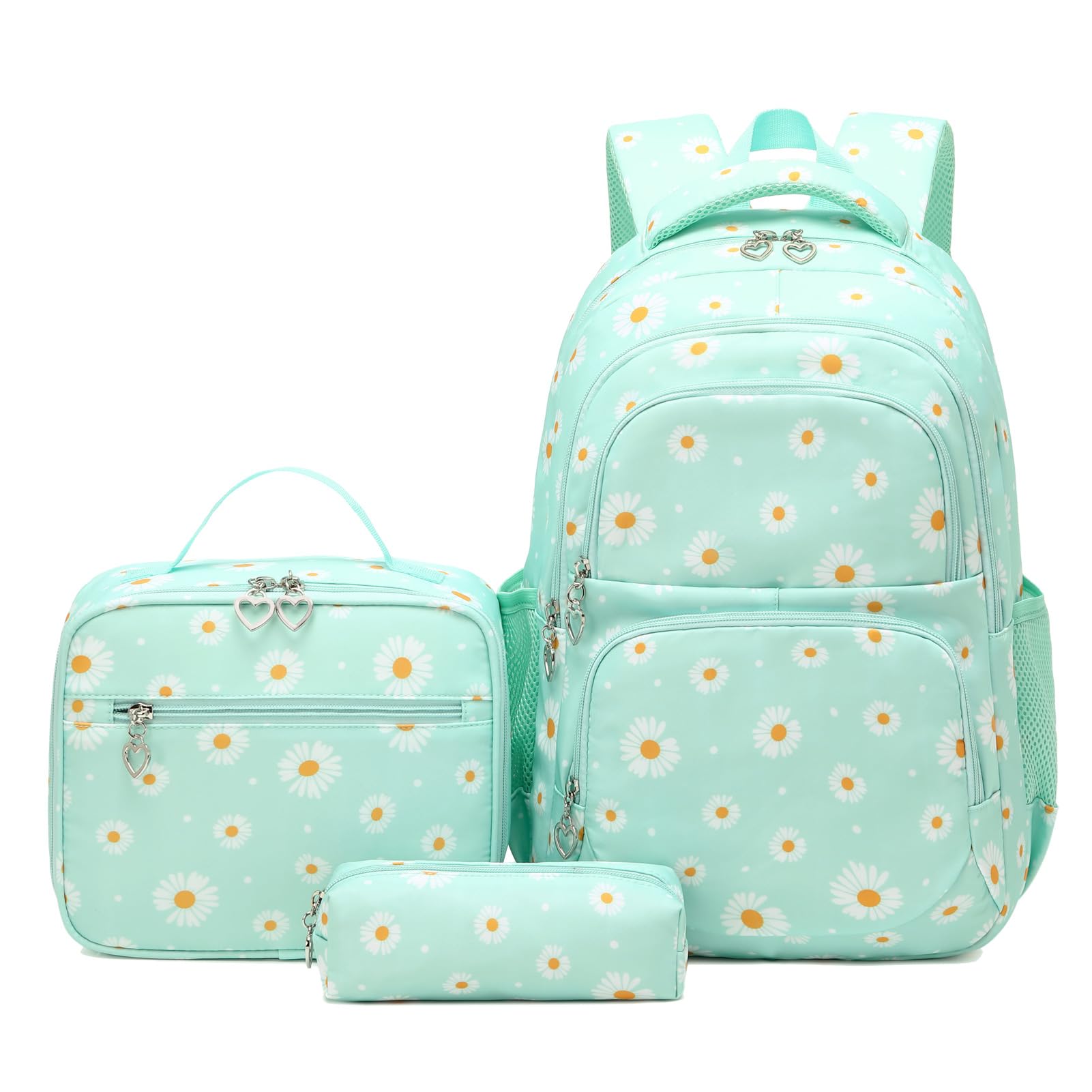 ZHIERNA Daisy Backpack for Girls Toddler Tie Dye Bookbag with Lunch Bag Preschool Simple Modern Backpack School 3pcs Set, Lightweight Elementary Book