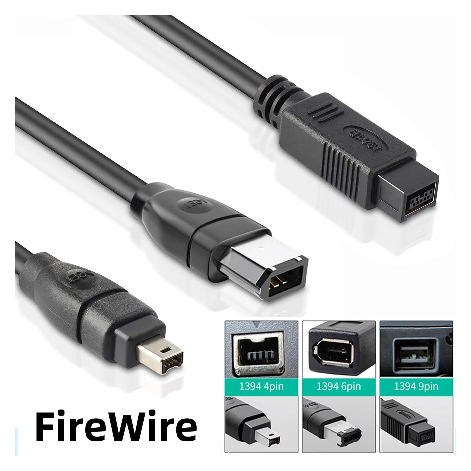 iLink DV 1394 Câble Firewire 4 broches 6 9 400/800 pour ordinateur vers caméra industrielle (1,8 m, 6 broches-9 broches)