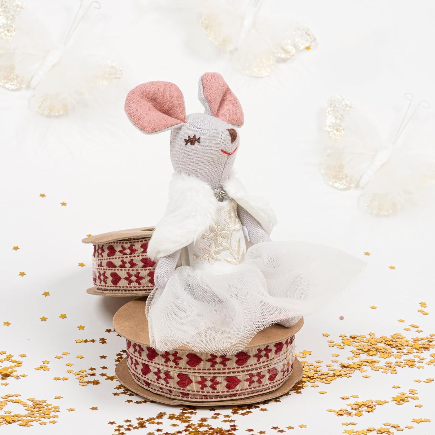 LEVLOVS Mouse in a Box Birthday Mouse Baby Mice in a Cheese Box Baby Registry Gift Birthday Gift Designer Doll