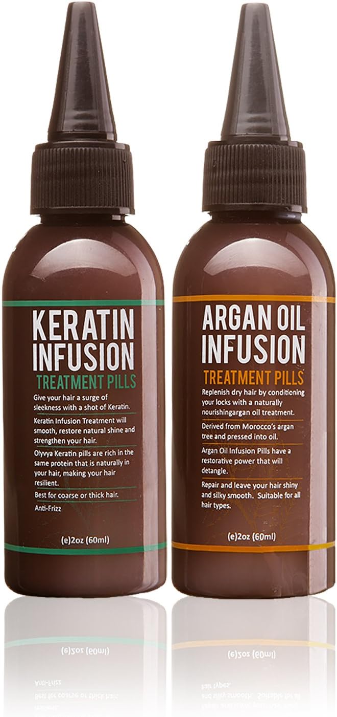 Olyvya Keratin Infusion Treatment Pills For Olyvya Hair Straightening Iron- Styling & Protection Combination- Restores, Nourishes & Protects Hair- For Coarse & Damaged Hair-Argan oil Included