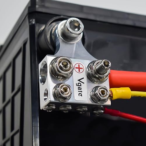 Miniatura 7 de Vgate Barra de bus de bloque de terminales de 12 vías, conectores de varios tamaños para batería de litio o plomo-ácido con extremos atornillados o