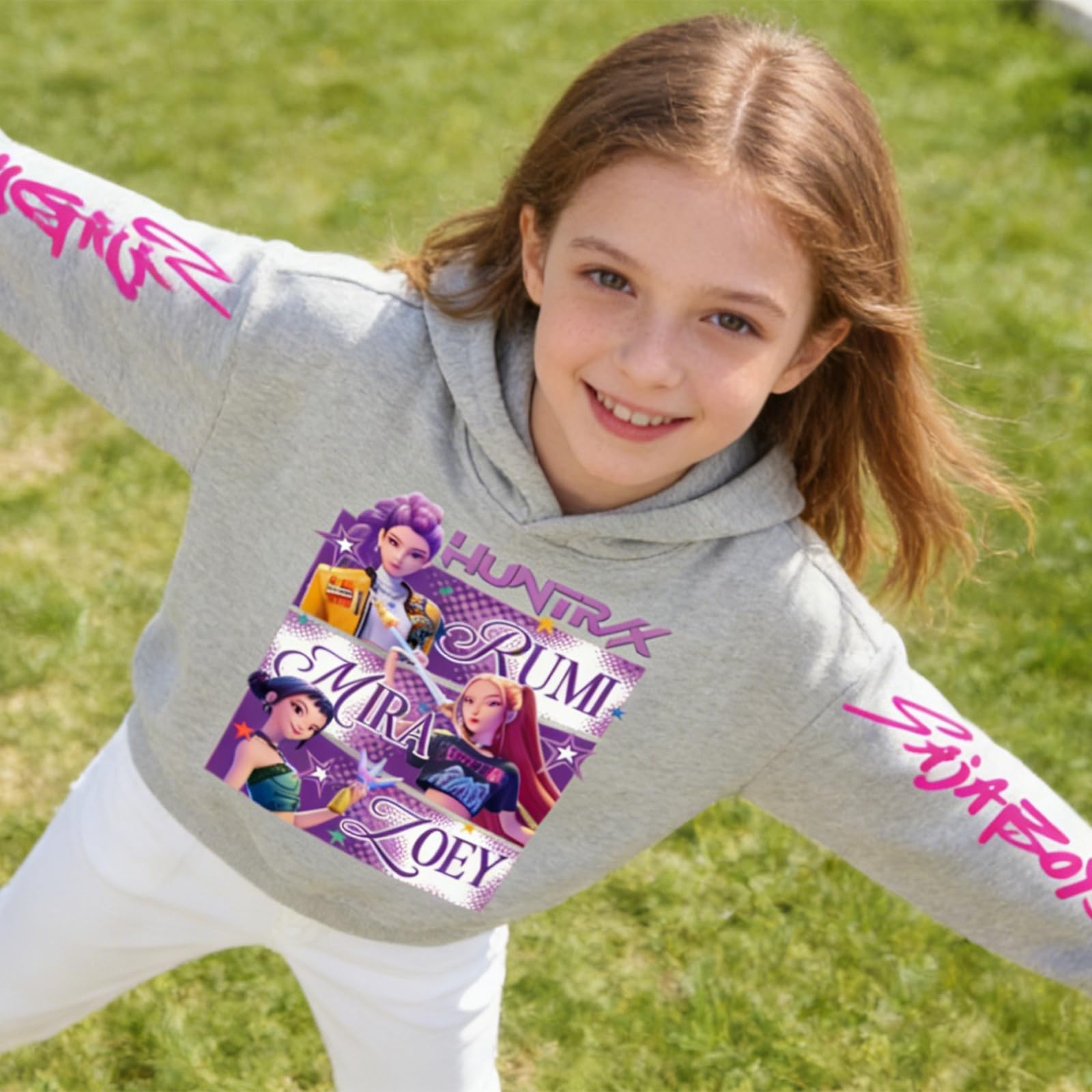 SXMURP K-Pop Hoodie For Girls Teens Trendy Long Sleeve Sweatshirt Graphic Print Cozy Hunters Hoodies — view 3