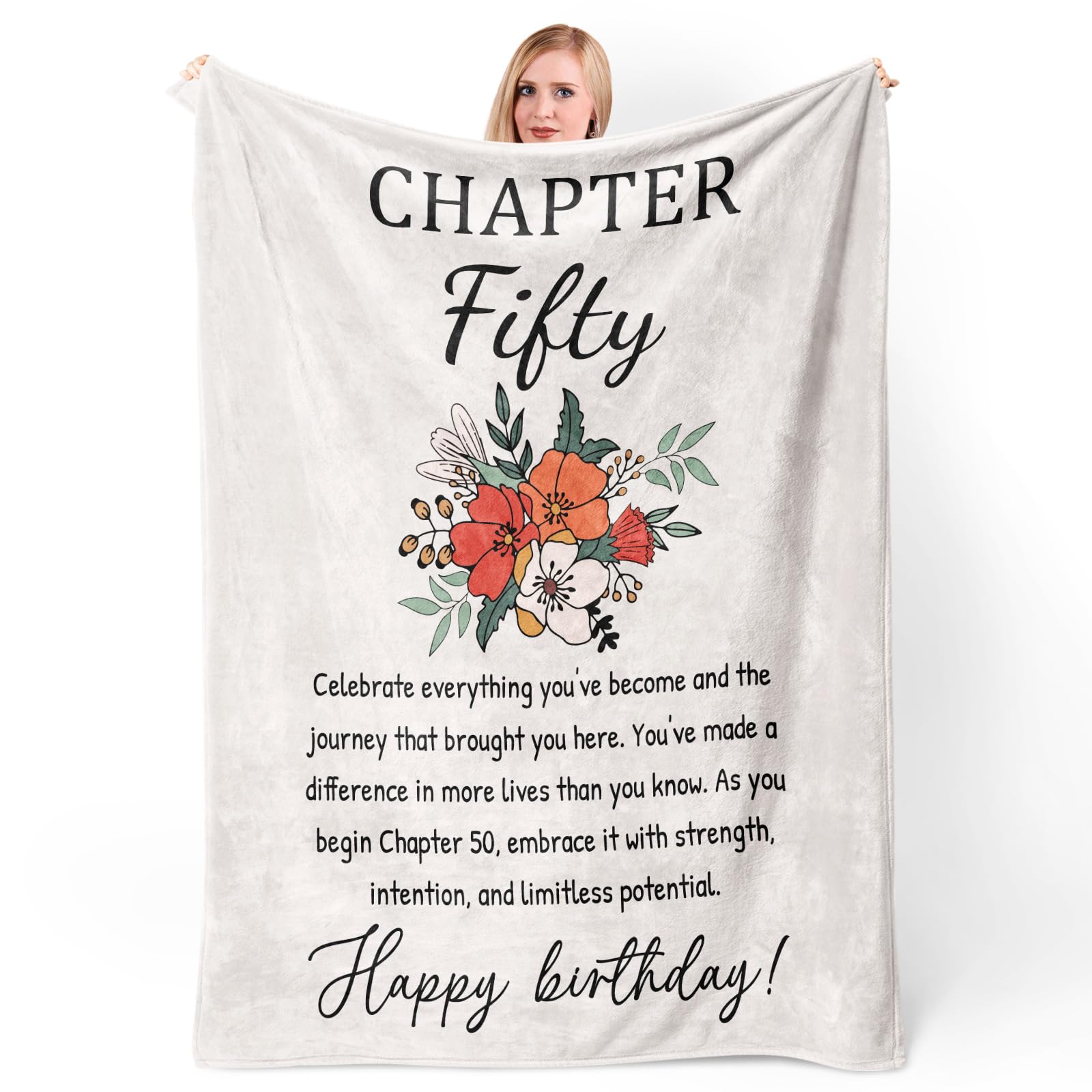 PRSTENLY 50th Birthday Gifts for Women, Chapter 50 Birthday Blanket, 50 Year Old Bday Gifts for Women Friend, Sister, Mom, 1976, 50th Birthday Decorations, Turning 50 Throw Blankets 50'' x 60''