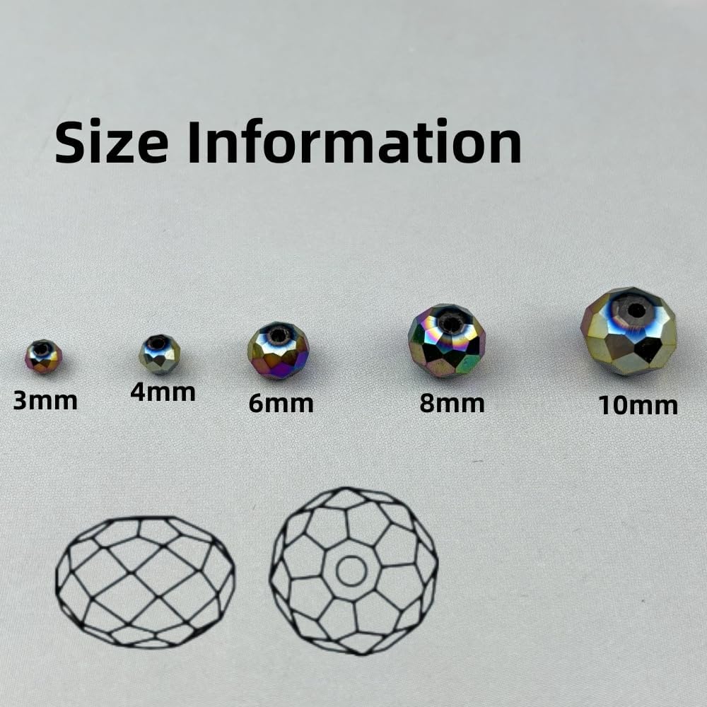 500pcs 3mm Crystal Glass Beads Faceted Rondelle Glass Spacer Beads for Bracelets Necklace Pendants Earrings Key Chains Jewelry Making(Rainbow) - Image 2