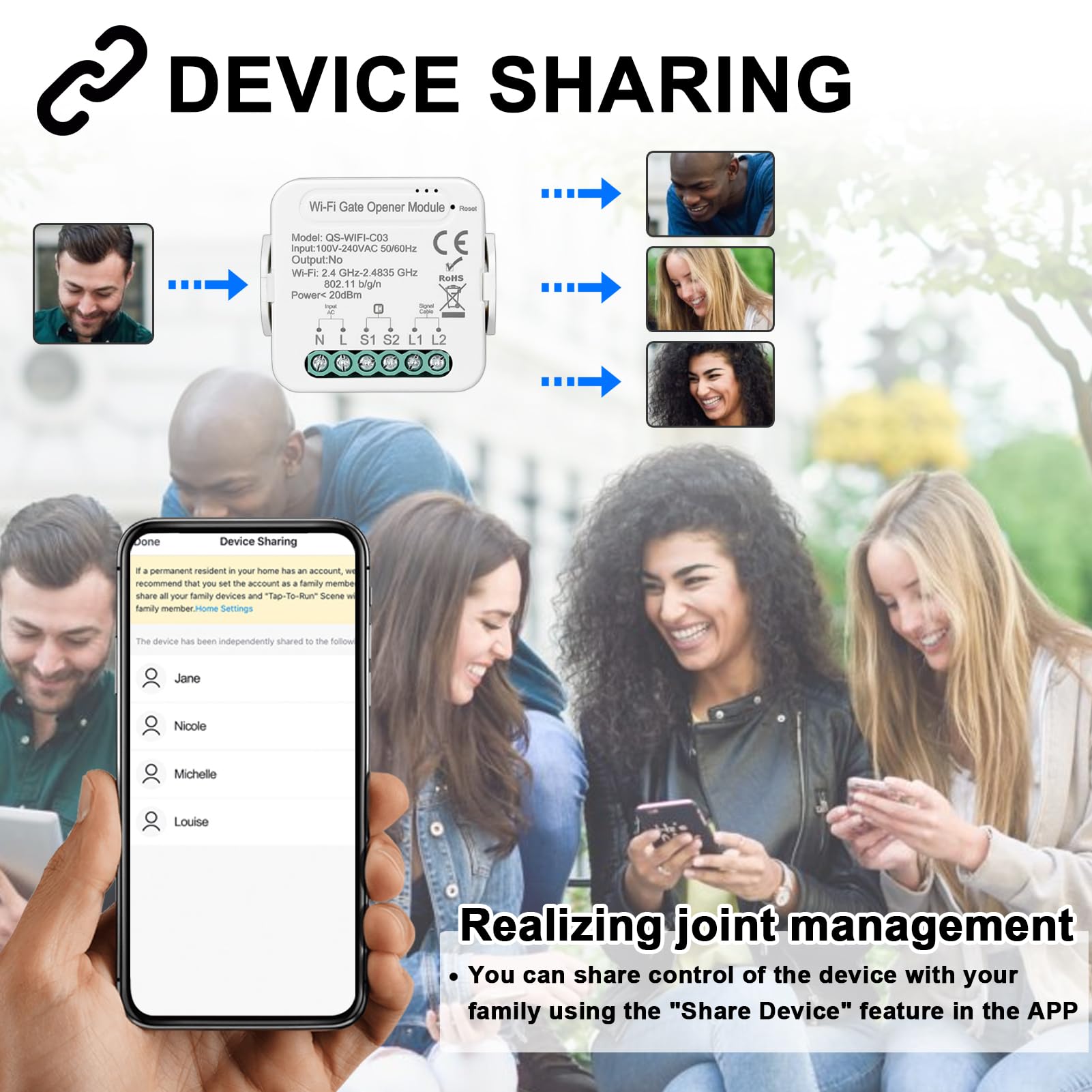 WiFi ouvre-porte Intelligent ouvre-porte de garage contrôleur téléphone portable à distance APP contrôle Compatible avec Alexa Google Home pour la commande vocale