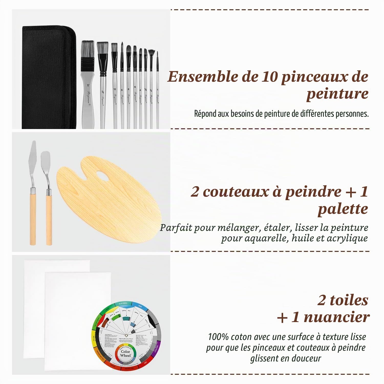 55 Pcs Chevalet de Table en Bois avec Mallette de Peinture de Luxe