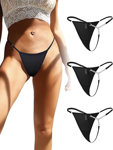 ohyeah Tangas de cuerda en T para mujer, tangas de espalda baja, ropa interior de talle bajo Tallas grandes, bragas micro de mejillas para mujer