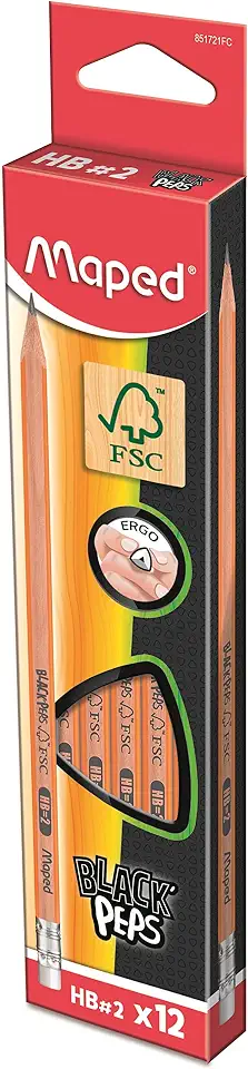 MAPED GRAPHITE PENCIL ERASER END HB BOX