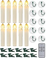 Vista 1 de Homemory 10 PCS LED Window Candles with Remote Timer, Battery Operated Flameless Taper Christmas Candles Light with Clips/Suction Cups, Flickering