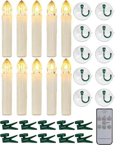 Miniatura 1 de Homemory Velas LED de Navidad, temporizador de 8 horas, 4 pulgadas de diámetro, funciona con pilas, luz blanca cálida, material plástico, paquete de