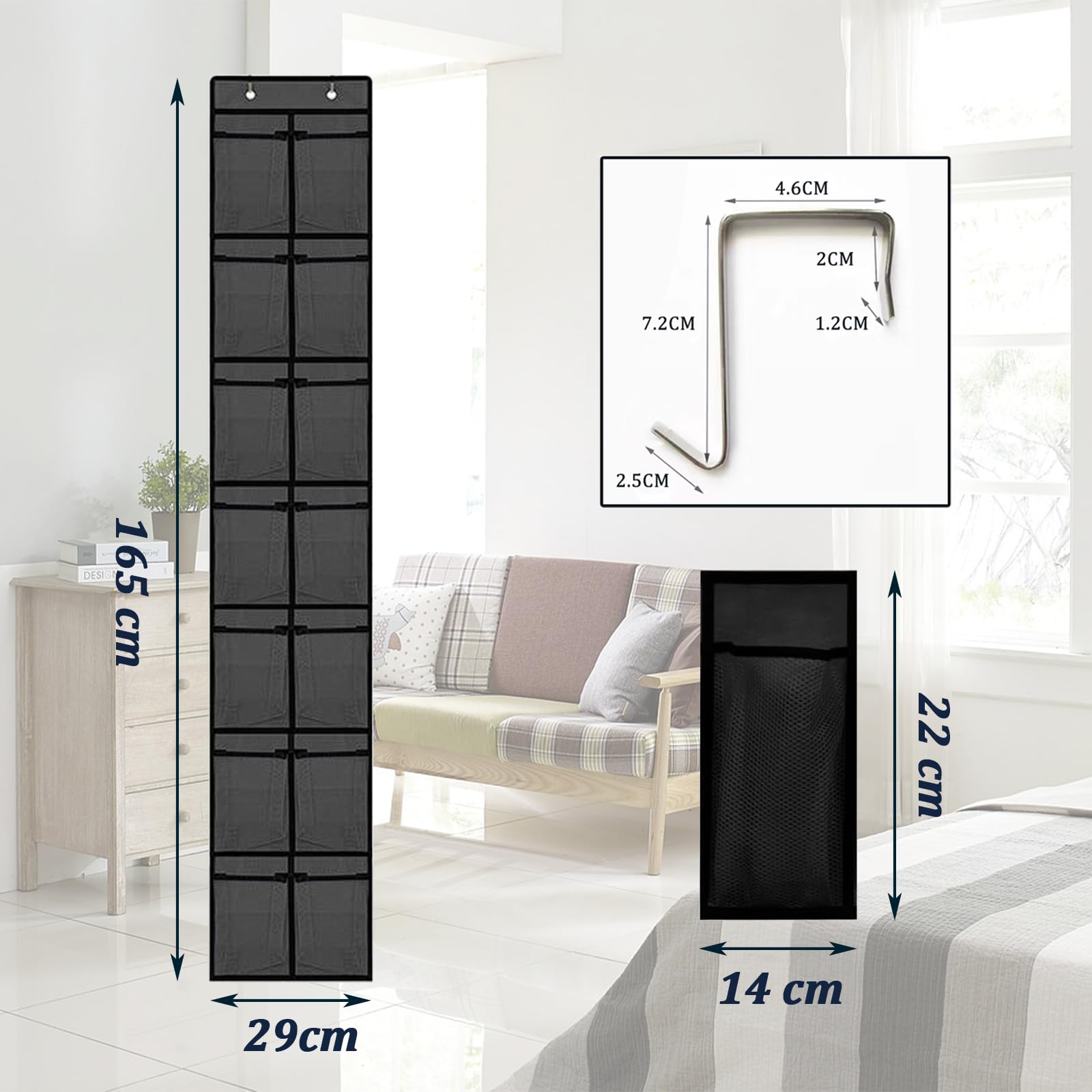 Tsathoggua Over the Door Organiser for Shoes Shoe Rack Door Hanging with 2 Hooks, Shoe Storage Hanging Space-Saving - Image 2