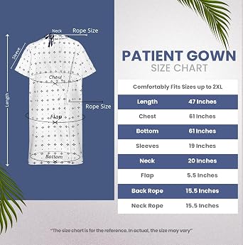 Utopia Care Hospital Gowns Back-Tie Patient Gowns Men Women Fits up to 2XL