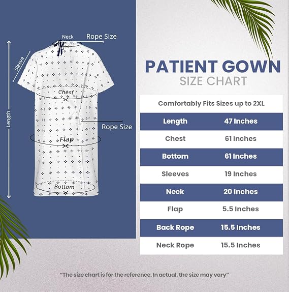 Utopia Care Hospital Gowns Back-Tie Patient Gowns Men Women Fits up to 2XL