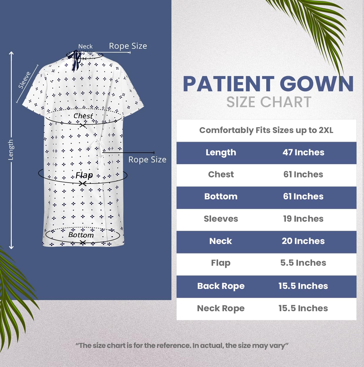 Utopia Care - Abito da ospedale in misto cotone, con laccetto, adatto a taglie fino a 2XL (confezione da 6) - Blu - Large
