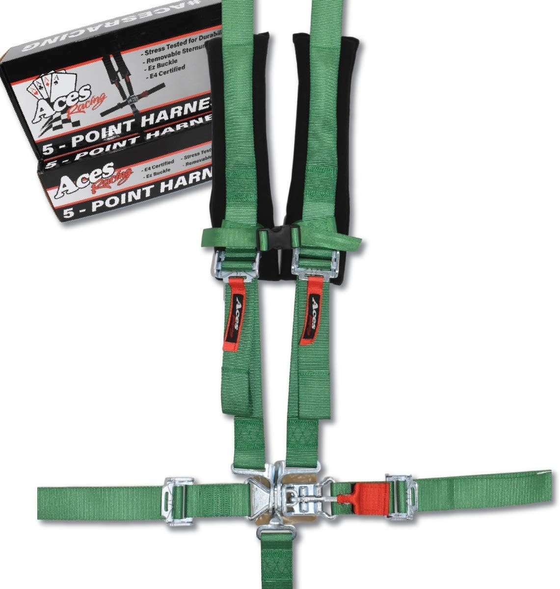 Aces Racing 5 Point Harness with 2in Padding E4 Certified (Green)