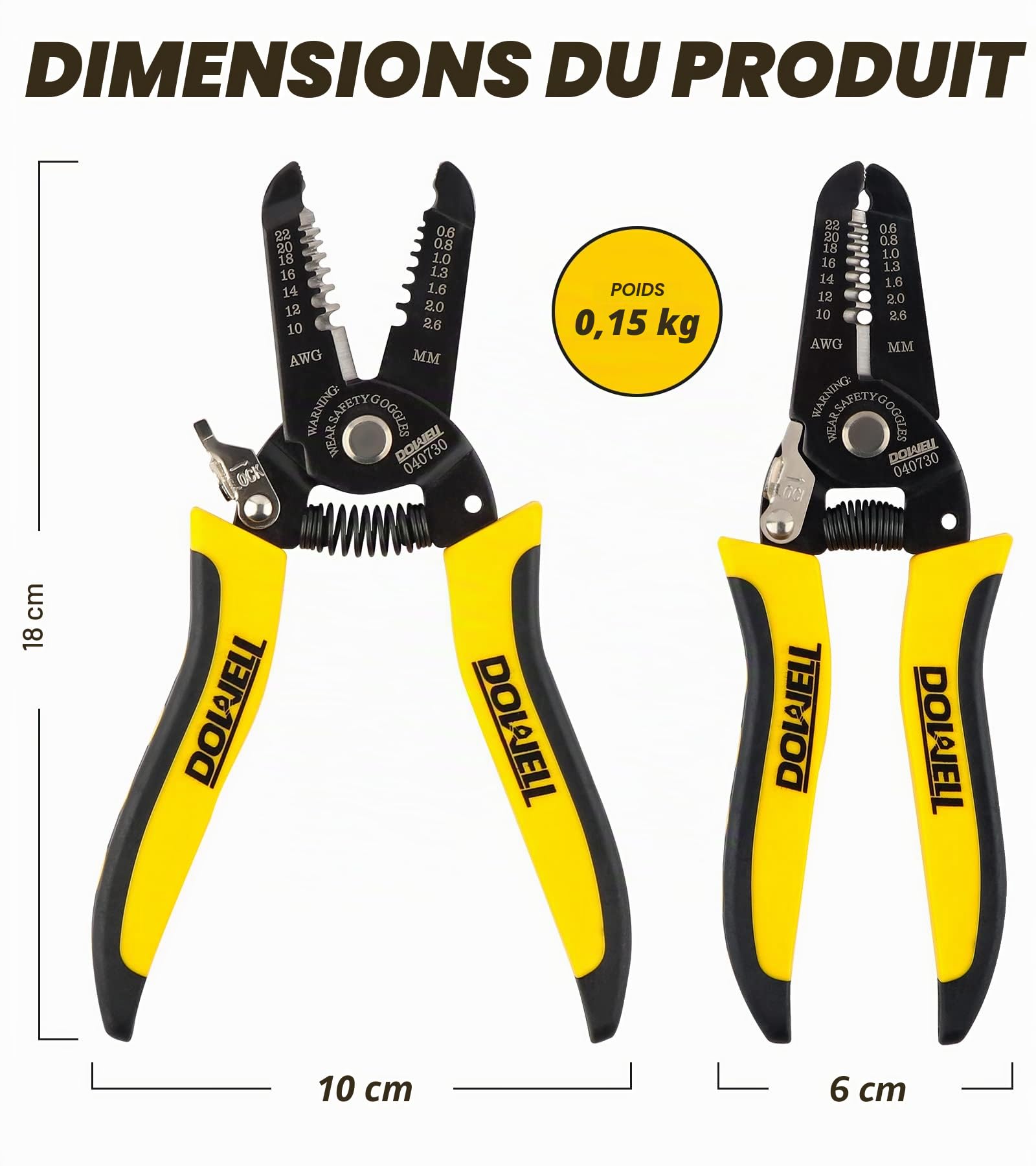 DOWELL Pince à dénuder multifonction 10-22 AWG