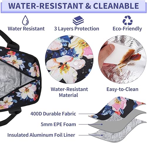 Miniatura 6 de VONXURY - Lonchera térmica para mujer, bolsa de almuerzo grande de alta capacidad con correa de hombro desmontable para el trabajo, universidad,