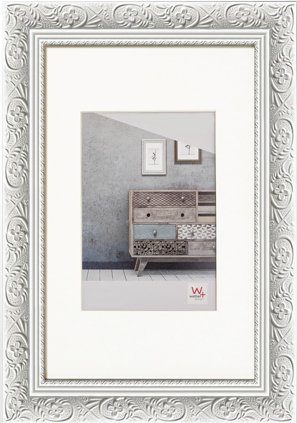 Walther Design CR050W Barock, Marco de madera, blanco, 40 x 50 cm