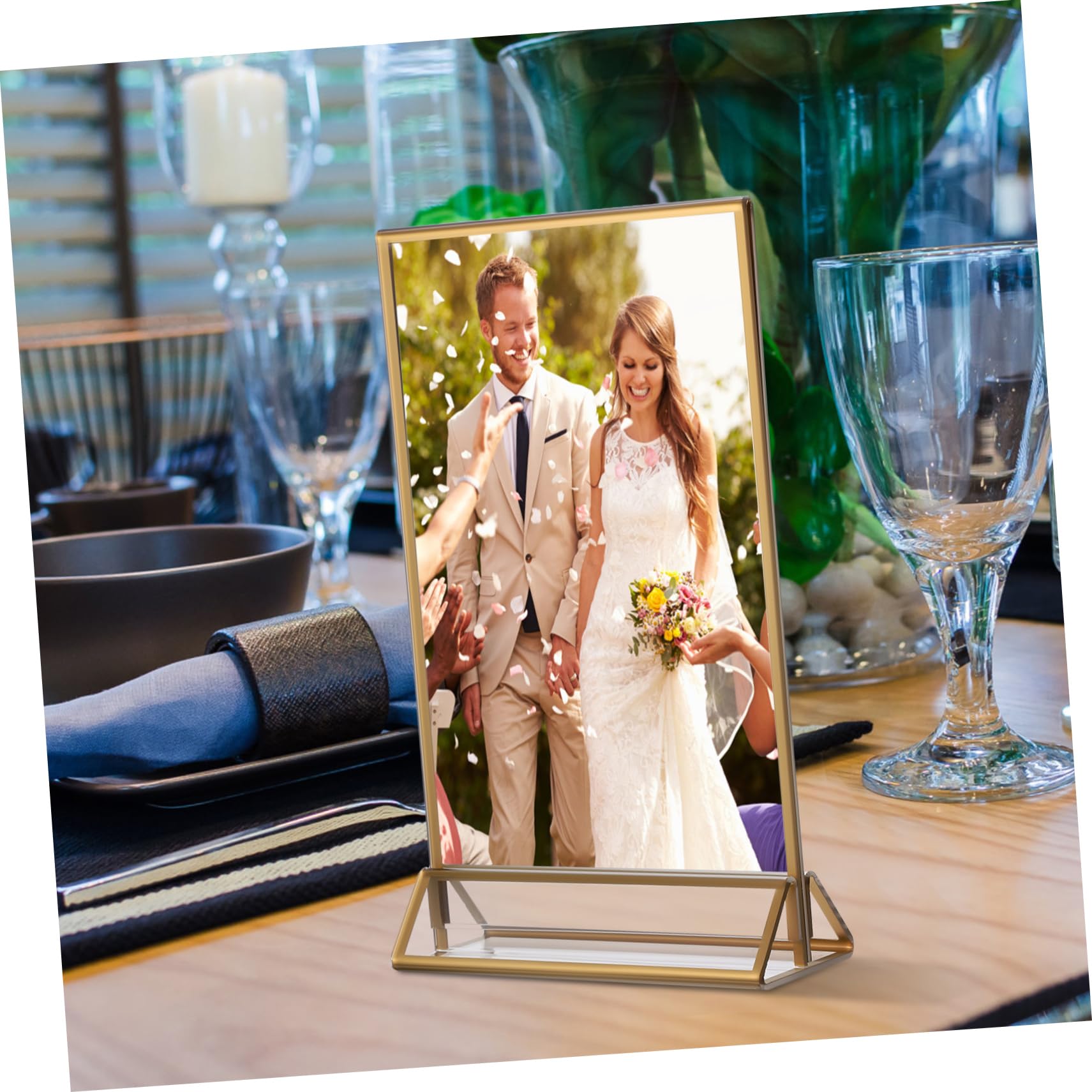 6piezas Soporte De Exhibición Portacarteles Transparente Unidades Portacarteles Acrílicos Para Restaurantes Bodas Tiendas Soportes Para Menús