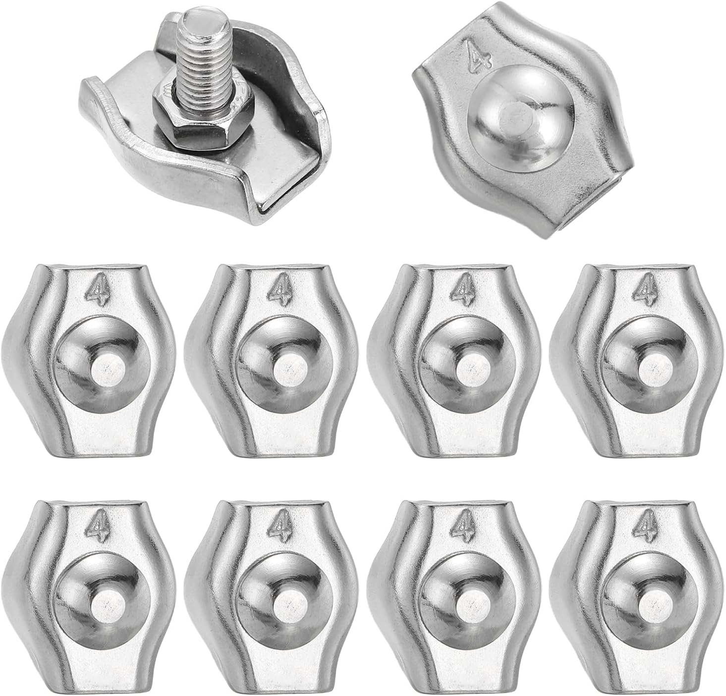 MECCANIXITY M8 304 Stainless Steel Single Wire Rope Clips, Cable Clamp Fixing Clips for 6mm to 7mm Diameter Wire Rope Fastener, 10pcs