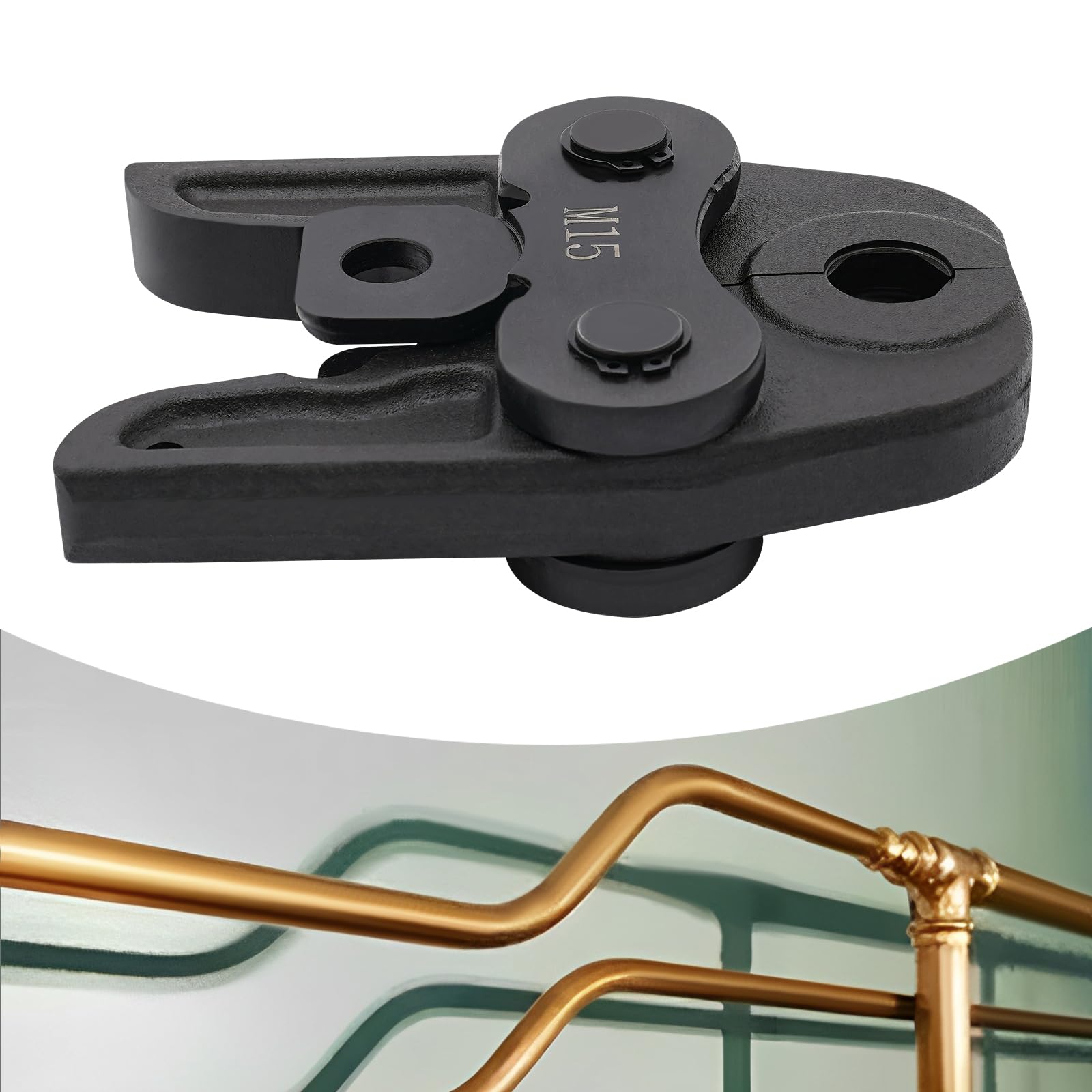 Mordaza de presión M15 compacta, mordaza para herramientas de prensado, mordaza de crimpado, 0,8 – 1,2 mm, grosor de tubo adecuado para prensar tubos de cobre, acero inoxidable y aluminio y plástico