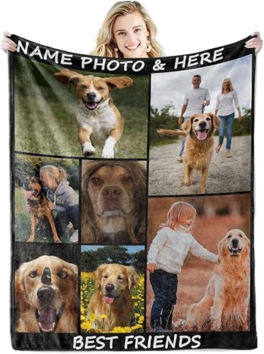 Miniatura 3 de Manta personalizada con texto fotográfico, manta personalizada para bebé, madre, padre, amigos, amantes, perro, gato, mascota regalo (A, 31 x 47