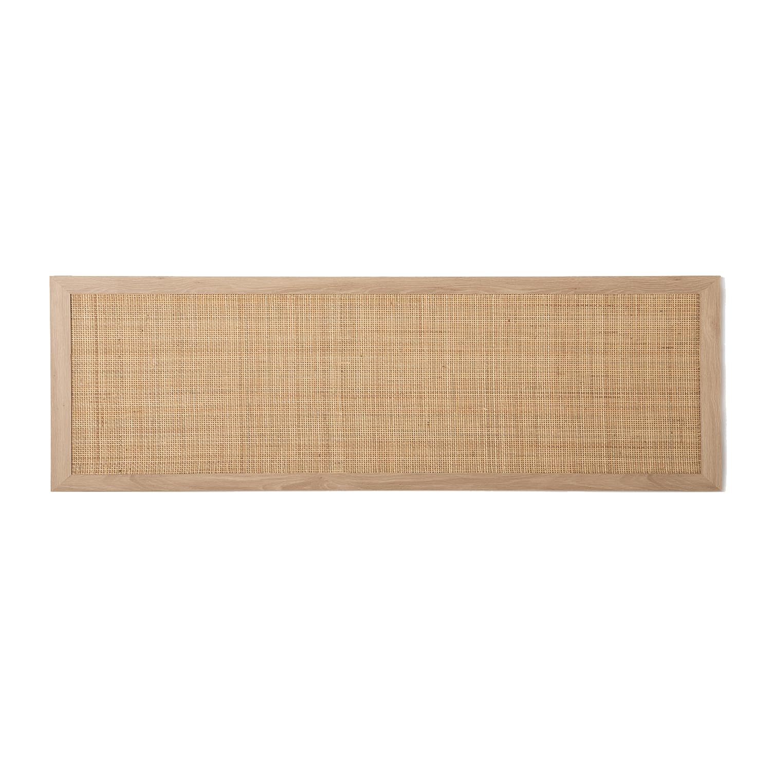 KLAST Cabecero Tahiti en Madera Blanca y Ratán Natural, Apto para Camas de 135, 150 y 160, Requiere Anclaje a Pared.