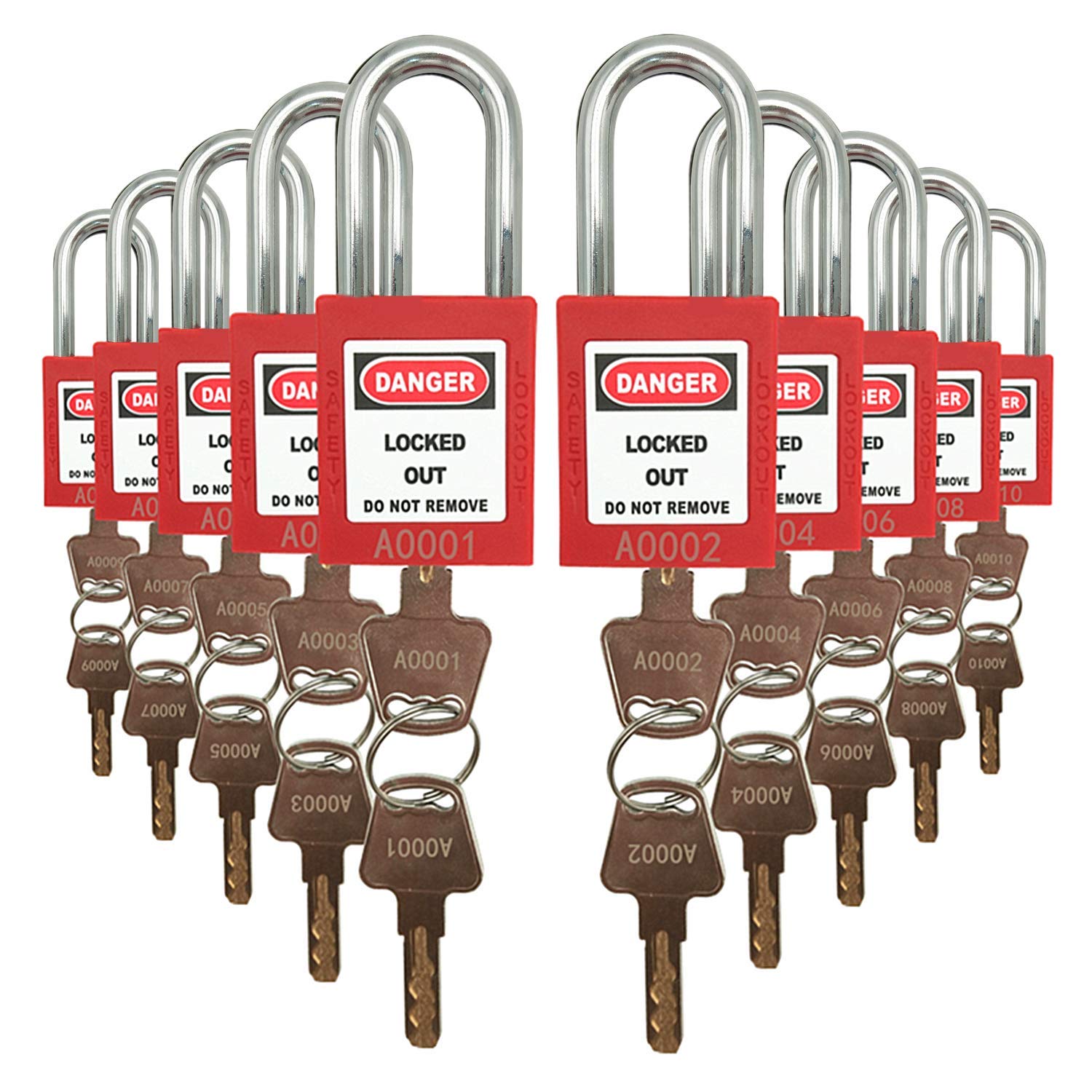 Buy SAFBY Lockout Tagout Lock 10pcs Key Alike OSHA Loto Safe Padlocks