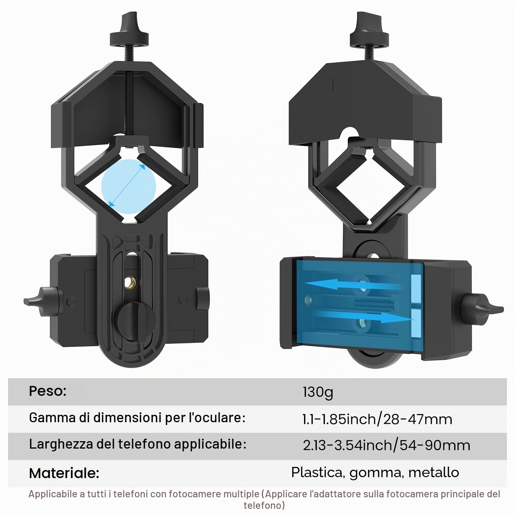 GOSKY Supporto adattatore per smartphone di dimensioni regolari, compatibile con binocoli, monoculari, telescopi, telescopi, microscopi, si adatta a quasi tutti gli smartphone sul mercato Natura e nel