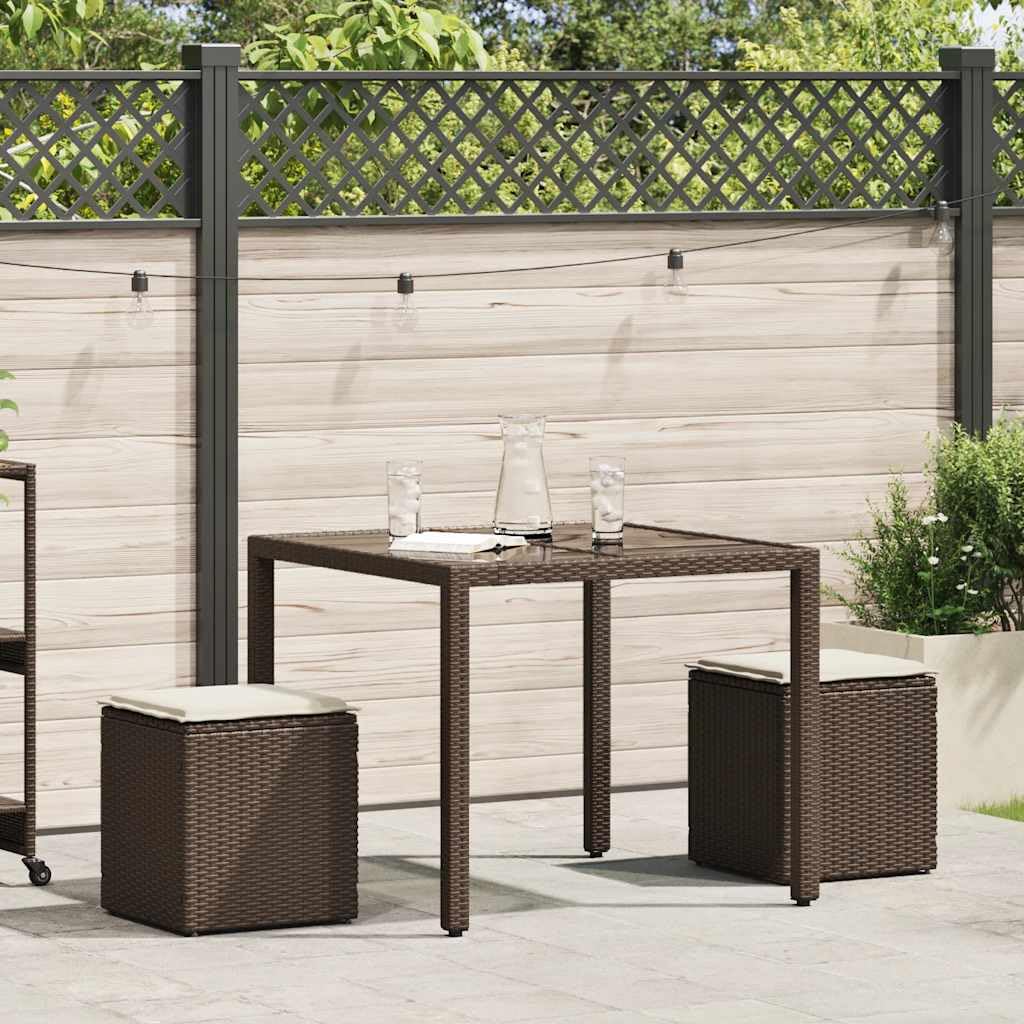 Taboret ogrodowy z poduszką 2 szt. Brązowy 40 x 40 x 43 cm Poly