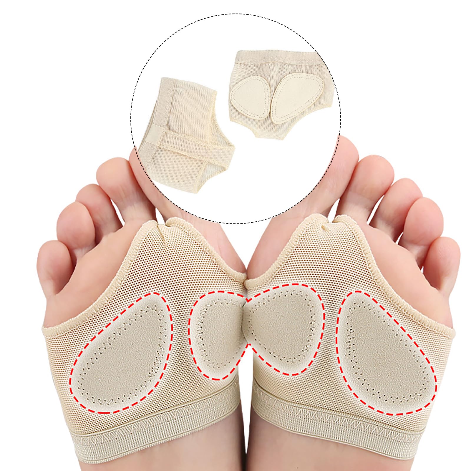Baisdan Foot Thongs for Dance, Anti-Slip Half Sole Forefoot Belly Lyrical Dance Paws Pad Foot Thongs Shoes Socks Suitable for Jazz Ballet Modern Dancing Wear Champagne L