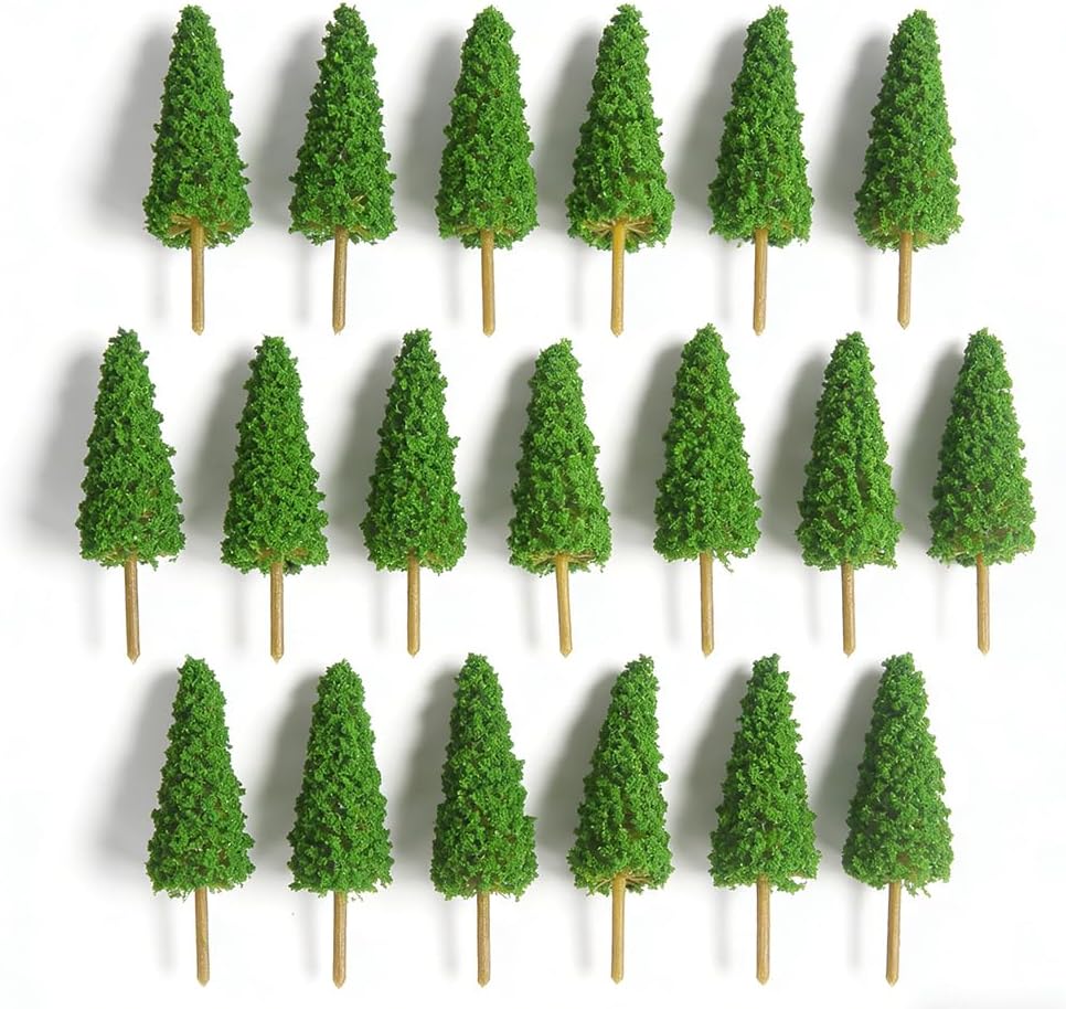NEOLIAN Miniature Model Trees 3.3 Inch Green Pine Trees 30 Pieces of Packaging, Suitable for N Scale Miniature Model Landscapes for Diorama, Train Scenery and Architectural Models (30)