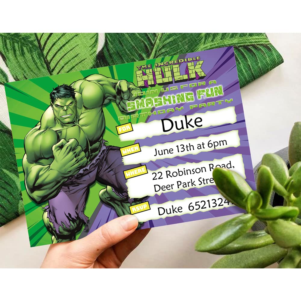Amazon.com : 20 Set Hulk Birthday Invitations Cards Friends Invite Party  Supplies Gift Card : Home & Kitchen