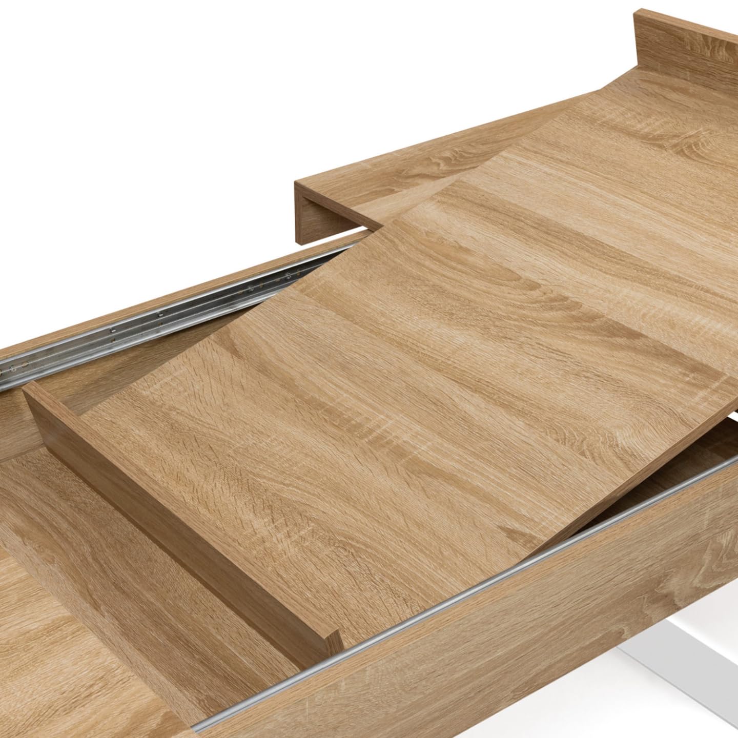 IDMarket - Mesa de comedor extensible rectangular Phoenix 6-12 personas, madera y blanco, 200-300 cm