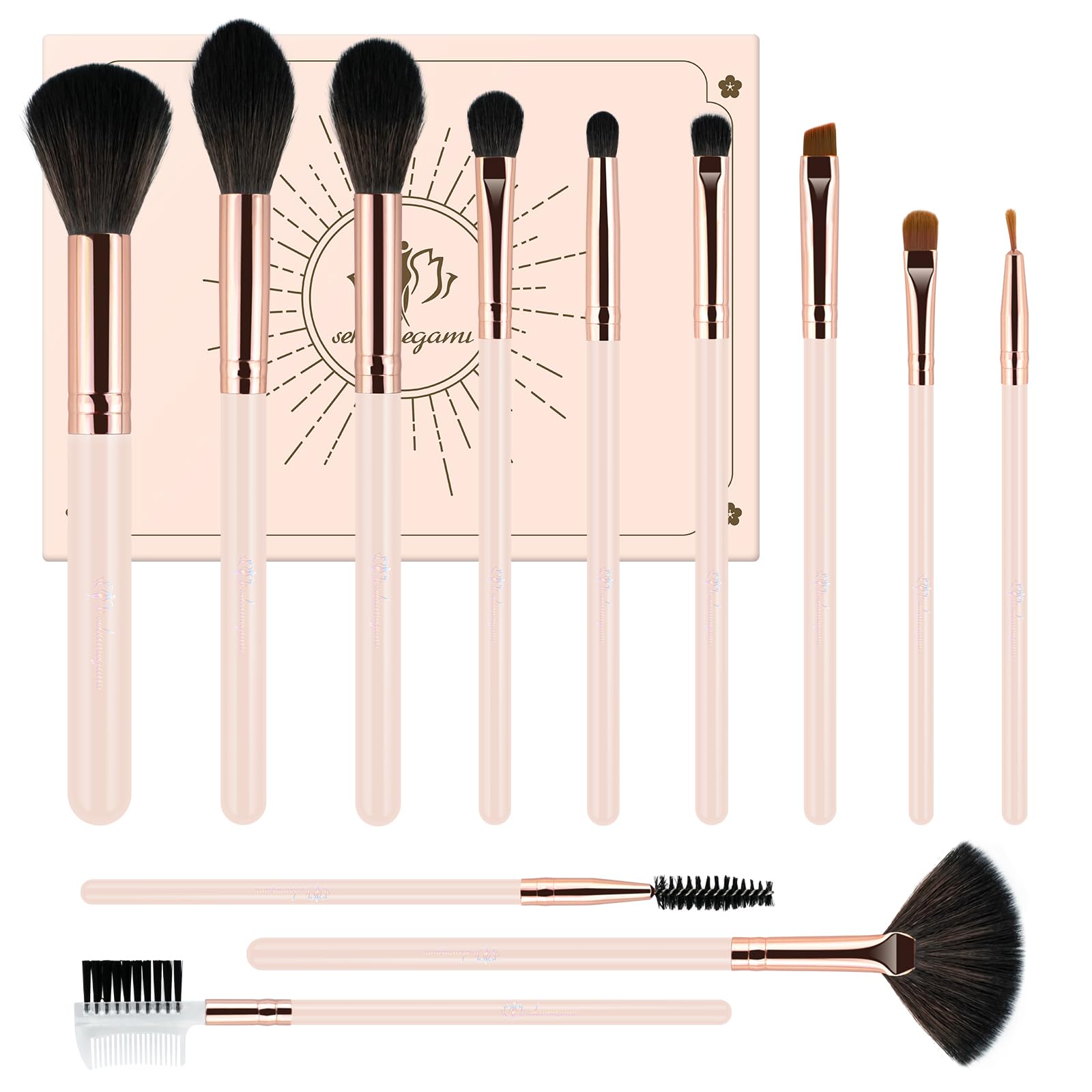 G-TexnikMakeup Brushes 12Pcs Makeup Kit,Foundation Powder Brush Eyeshadow Brush Concealers Blush Face Make up Brushes Set with Premium Premium Gift Box(12Pcs,Coral Pink)