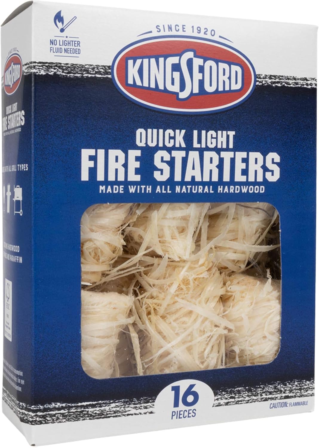Kingsford Quick Light Fire Starters | Wooden Fire Starters Made With All Natural Hardwood for Grilling, Campfires, and Outdoor Fireplaces | 16 Count Fire Starter Rolls : Patio, Lawn & Garden