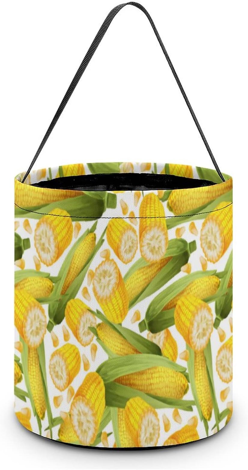 MISTHO Corn Pattern Halloween Trick or Treat Bags Halloween Candy Buckets Fabric Tote Gift Bags for Halloween Parties