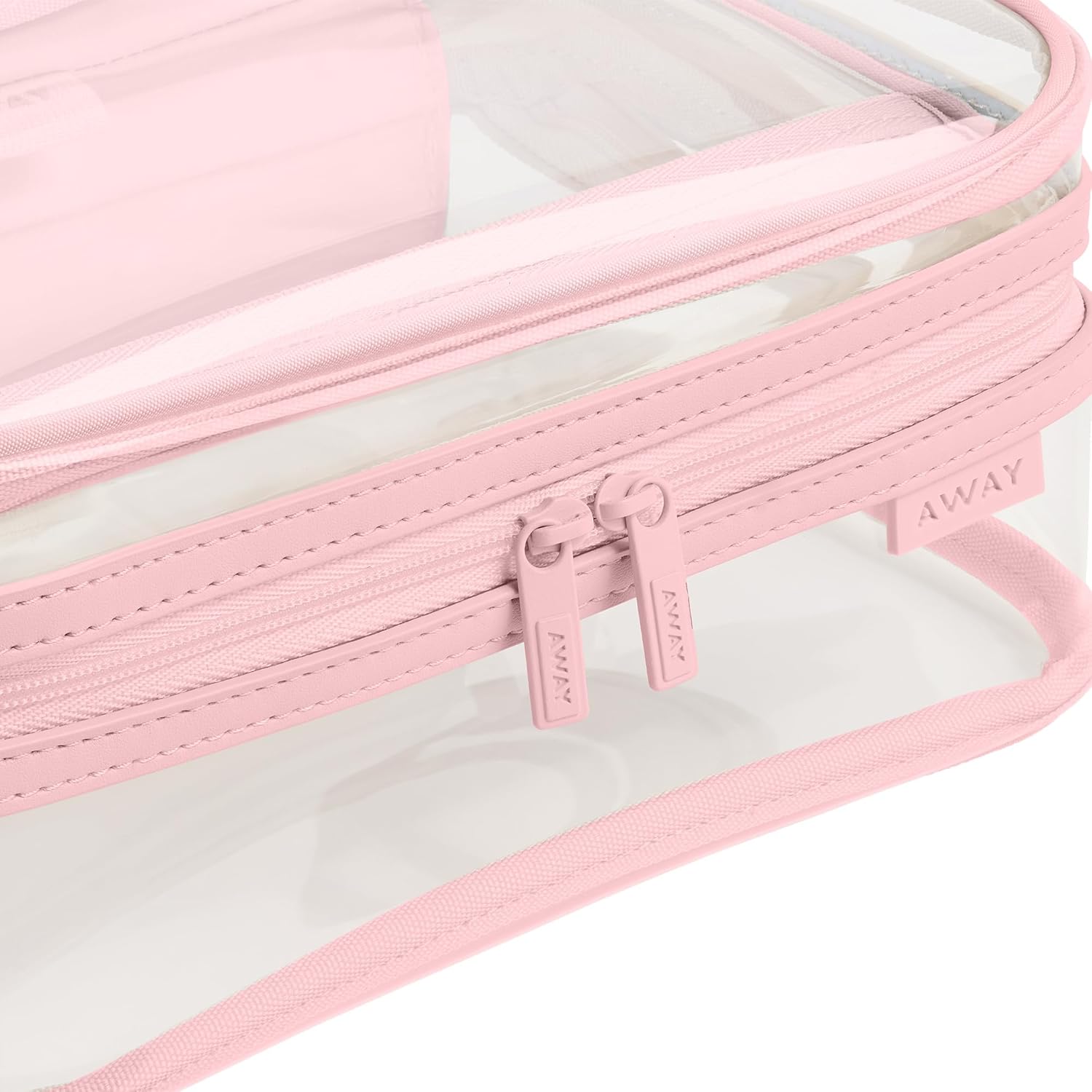 Away Clear Small Toiletry Bag - Compact Transparent Travel Organizer for Toiletries & Beauty Essentials, Blush Pink