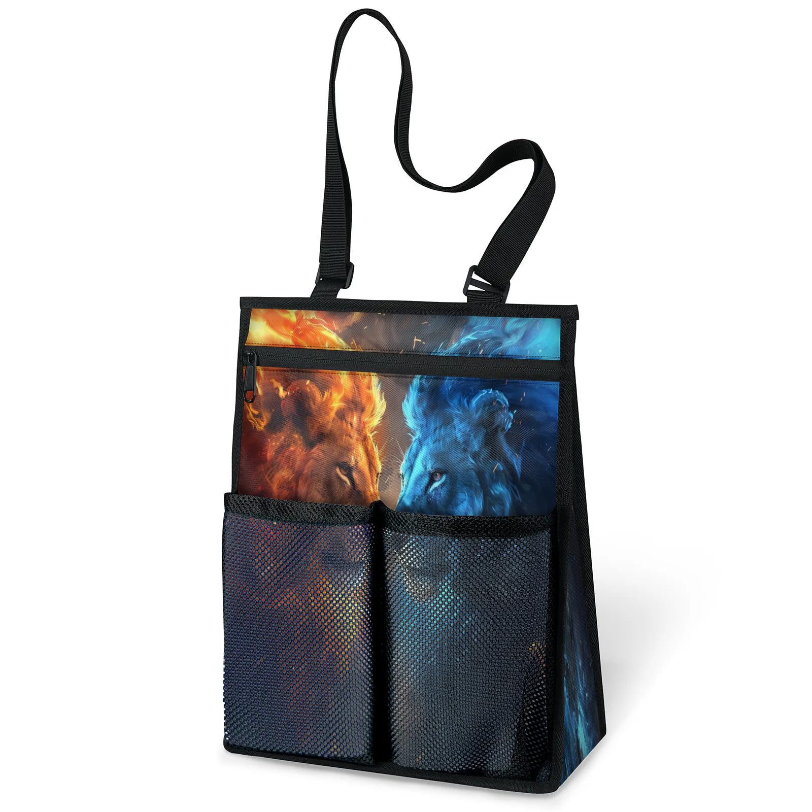 Ourtheme Flame Lions Portable Shower Bag for Travel Gym Camp Beach Tote Shower Caddy Bags Hanging Toiletry Organizer