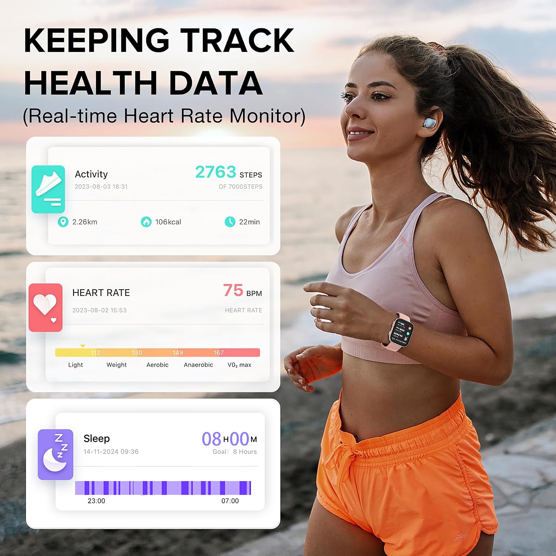 BRIBEJAT Smartwatch damski z funkcją telefonu, ekranem dotykowym 2,01", 110+ trybami sportowymi, zegarek fitness z pulsometrem, SpO2, monitor snu, cykl menstruacyjny, wodoszczelność IP68, kompatybilny