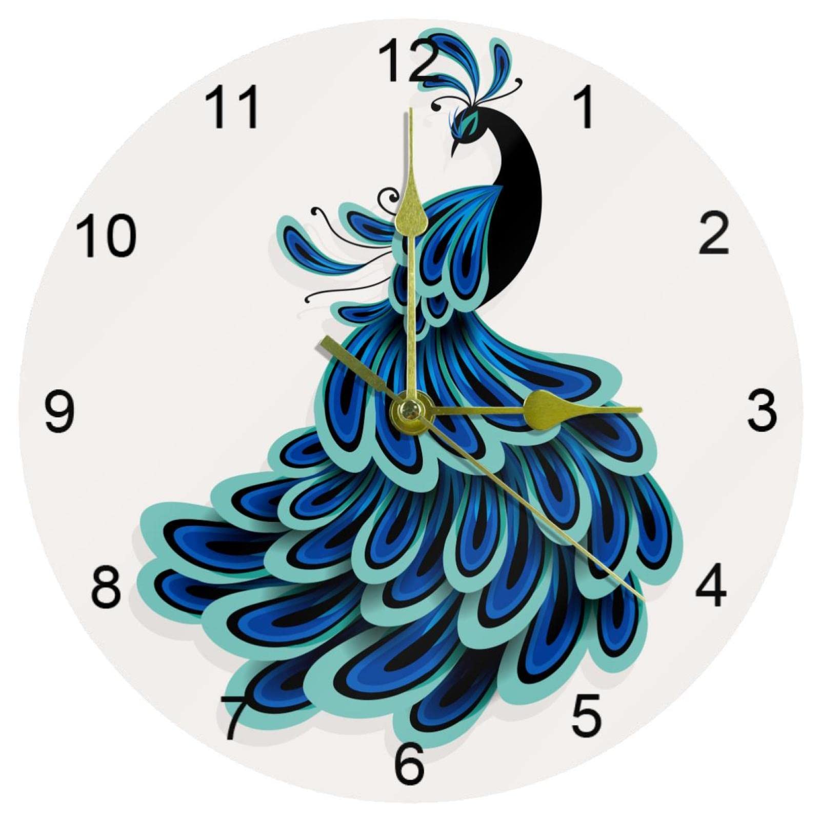 Horloge murale cuisine paon 25cm silencieuse pour deco de maison