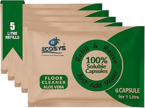 Ecosys 5L Floor & Surface Cleaner Capsules | Aloe Vera | Eco-Friendly Strong Liquid Tile Cleaner | Pet and Baby Safe |Refill Pack of 5| 1 Pack = 1L