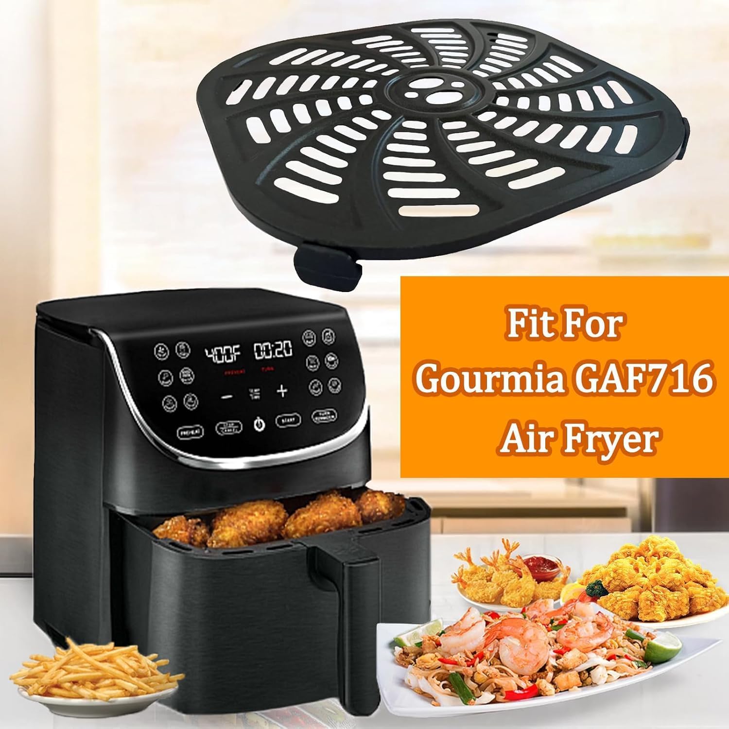 HIKEurt Air Fryer Replacement Grill Pan for Gourmia 7 Quart GAF716 Air Fryer Oven, Upgraded Crisping Plate Grill Plate Grate Rack Tray Grid Shelf for Gourmia 7QT Air Fryers, Dishwasher Safe, Nonstick HIKEurt Air Fryer Replacement Grill Pan for Gourmia 7 Quart GAF716 Air Fryer Oven, Upgraded Crisping Plate Grill Plate Grate Rack Tray Grid Shelf for Gourmia 7QT Air Fryers, Dishwasher Safe, Nonstick