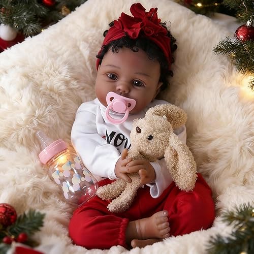 CHAREX Reborn Baby Dolls - Black, 22 inches Newborn African American Realistic Lifelike Baby Dolls for Kids Age 3+