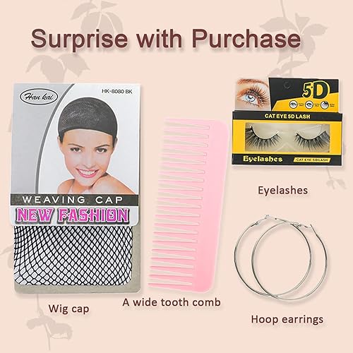 Miniatura 6 de Peluca negra con flequillo, pelucas largas onduladas para mujer, pelucas sintéticas para uso diario, color natural, 26 pulgadas