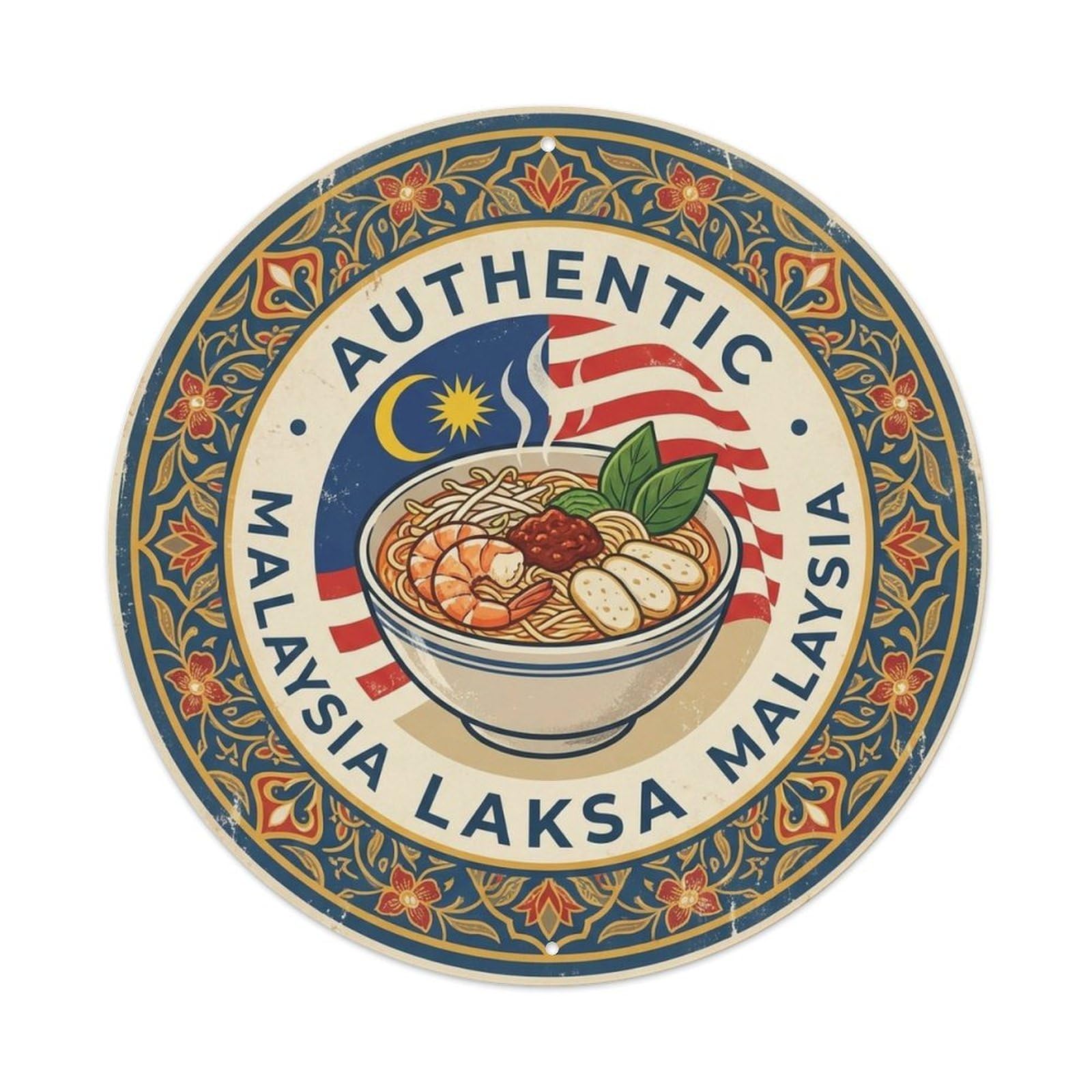 Malaysia Travel Laksa Malaysian Noodle Soup Cuisine Metal Tin Sign