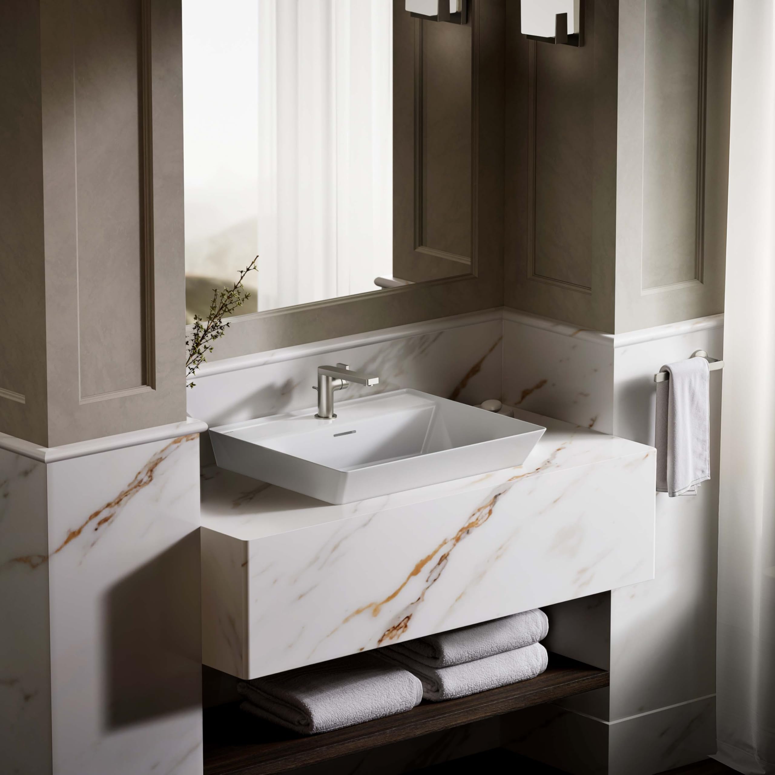 KOHLER Brazn - Lavabo rectangular para baño