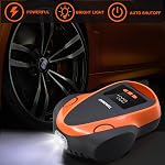 Tire Inflator Air Compressor, Portable DC/AC Air Pump for Car Tires 12V DC and Other Inflatables at Home 110V AC, Digital Electric Tire Pump with Pressure Gauge(Orange)